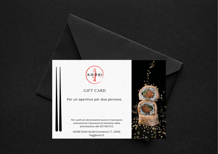 foto di Gift Card con logo di Koori , immagine di sushi e bacchette nere